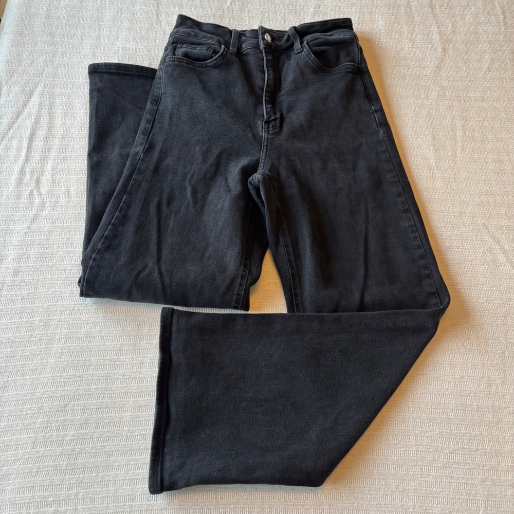 Just Black Denim Womens High Rise Wide Leg Jeans Washed Black BP376J Size 26
